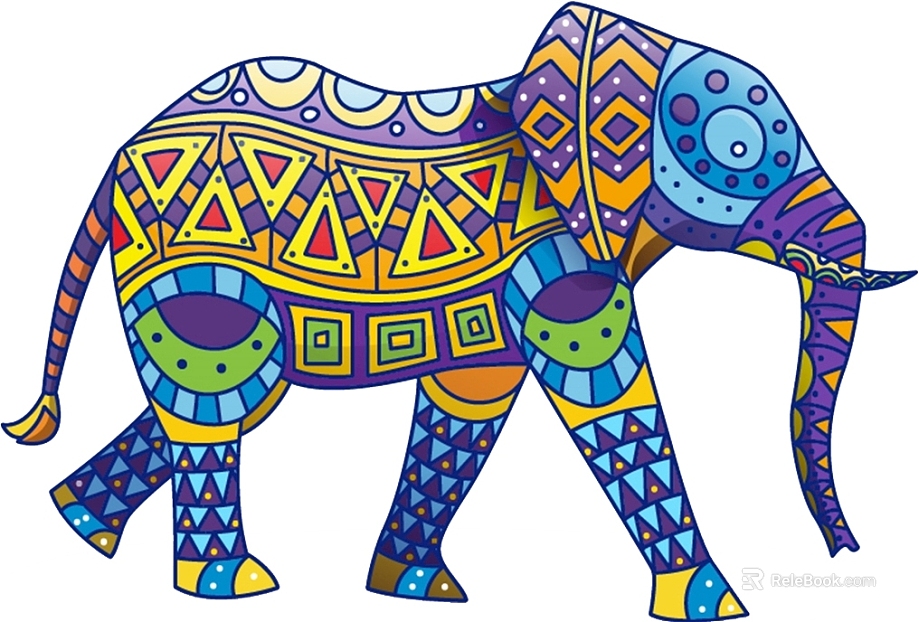 Ethnic Style Colorful Pattern Elephant Decorative Painting texture