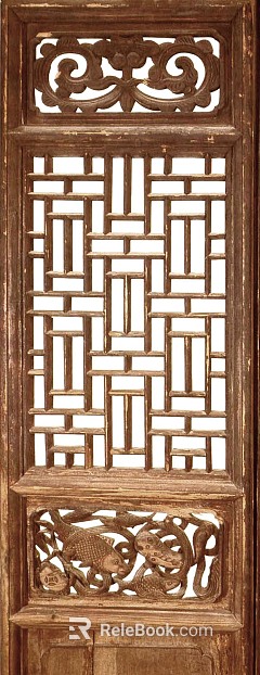 Chinese brown carved wood doors and windows texture