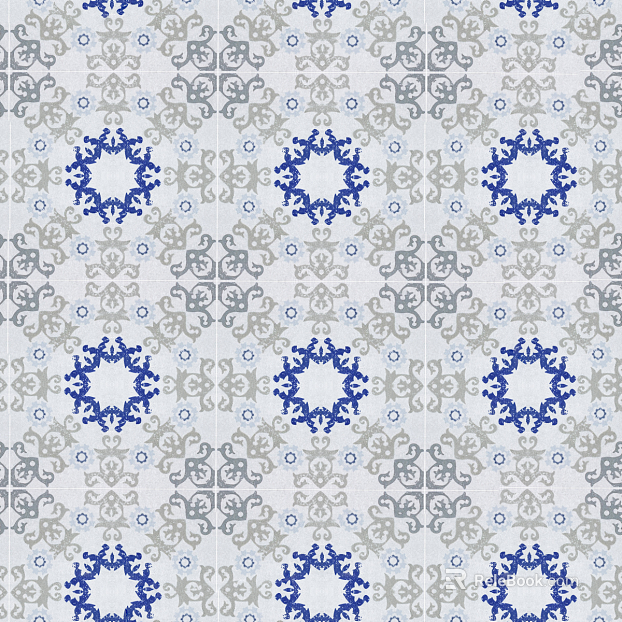 Retro classic, ethnic-style floral patterned mosaic tiles texture