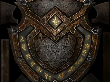Retro distressed metal rune shield texture (ID:ffaeh998384)