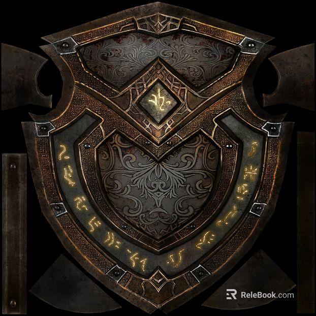 Retro distressed metal rune shield texture