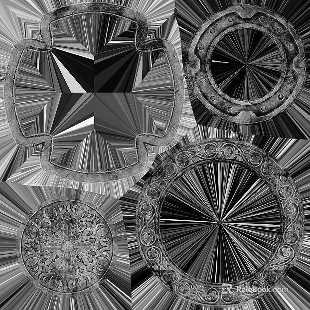 Old metal carved components for ancient decoration texture