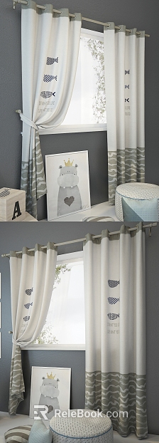 gray children's wind curtain bedroom texture