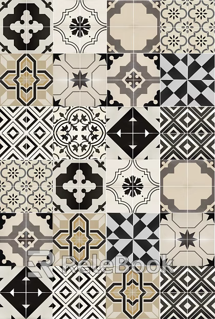 Tile black and white pattern floor tile texture