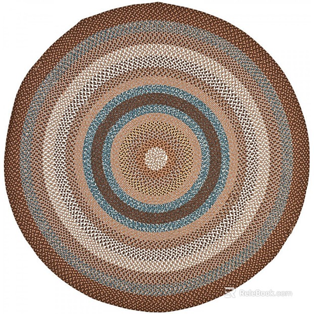 Brown blue circular woven carpet living room texture