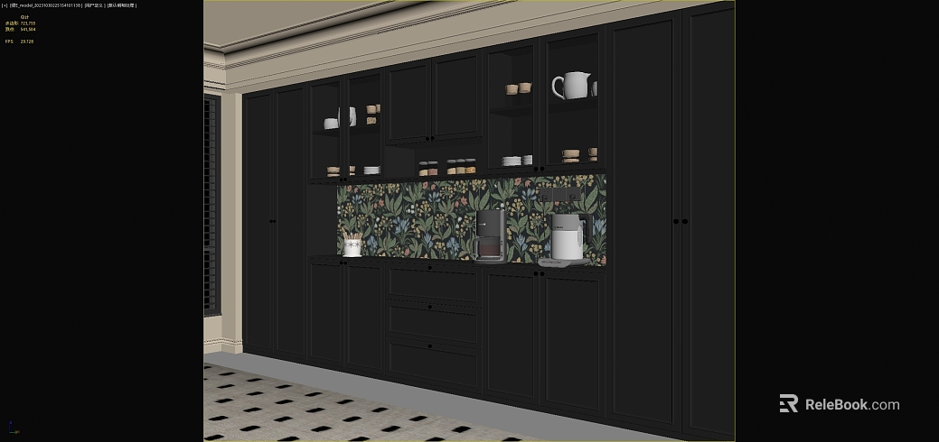 Retro dark cabinet background wall texture