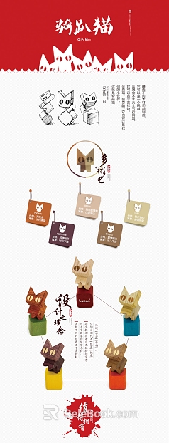 Chinese-style Wooden Riding Cat Ornaments texture