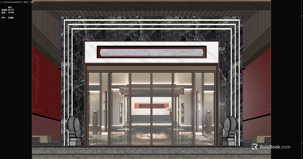 New Chinese Style Black and White Grey Marble Store Door texture
