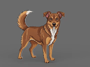 Cartoon Brown White Dog Illustration texture (ID:ffaeh941824)