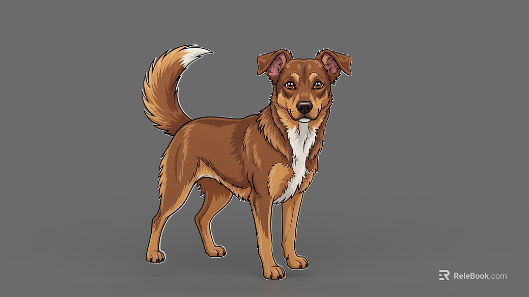 Cartoon Brown White Dog Illustration texture