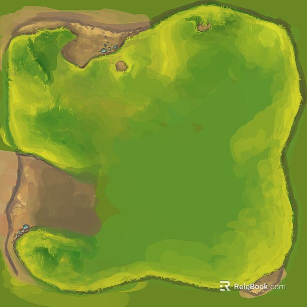 Green hand-drawn grass lawn, outdoor flooring texture
