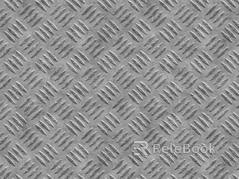 The image displays a section of diamond plate, characterized by its distinctive raised diamond pattern on a flat surface, typically used for slip-resistant flooring or decorative purposes. It exhibits a metallic silver finish with a slight gloss.