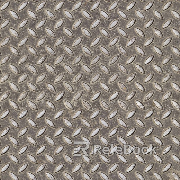 Section of diamond plate metal, characterized by its distinctive raised diamond pattern on the surface, providing enhanced grip and durability. Commonly used in industrial settings for flooring and toolboxes.