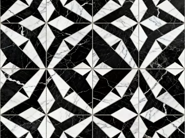 Modern Middle Ancient Style Black and White Stone Parquet Flower Geometric Pattern Water Knife Stone Parquet Floor Tile Light Luxury Black and White Parquet Marble texture (ID:ffaeh097927)