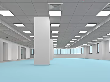 Modern wind light blue glue office space 3d model