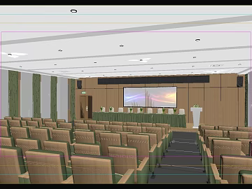 Modern Light Brown Slab Conference Hall Wall 3d model