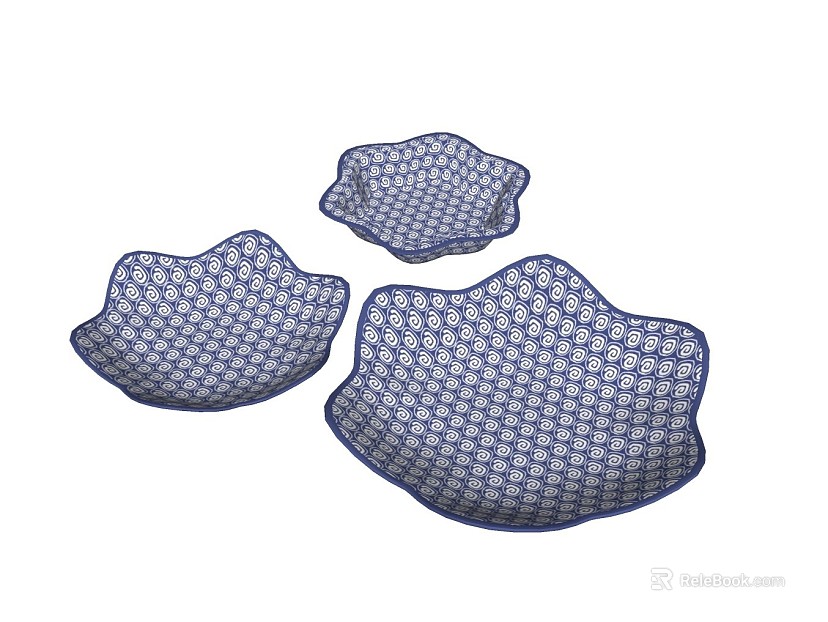 Blue and white pattern ceramic tableware fruit plate dinner plate texture