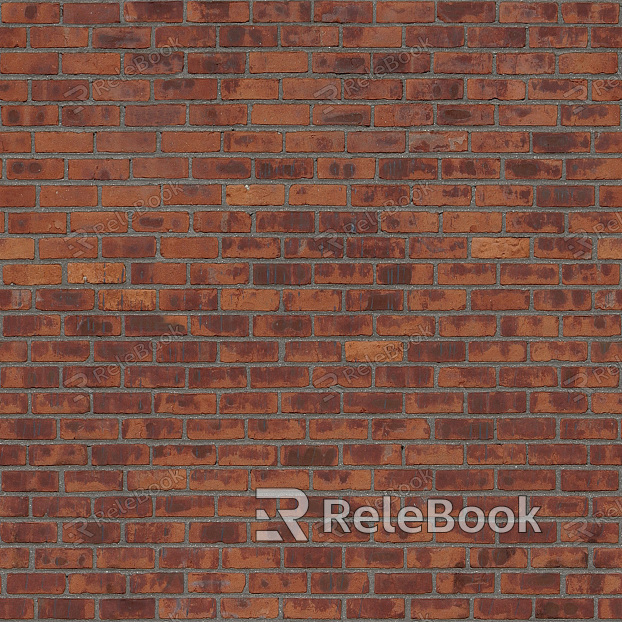 A textured brick wall in shades of red and orange, with signs of weathering and age, showcasing a rough, uneven surface and cracks between the bricks.