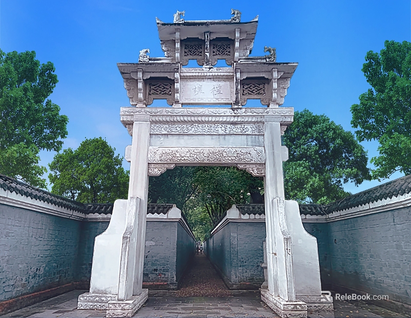 Chinese style stone archway ancient building entrance texture