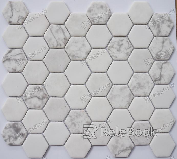 A hexagonal brick pattern in shades of gray, resembling a honeycomb structure with a concrete texture, offering a modern and industrial aesthetic.