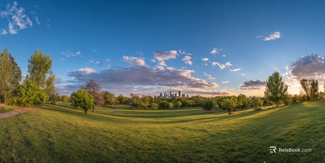 Dusk Sunset City Park Panorama HDR texture