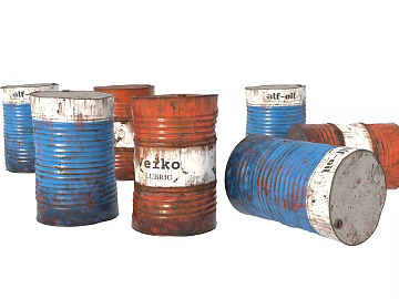 Do the old red and blue metal oil drum industrial storage. texture (ID:ffaeh258216)