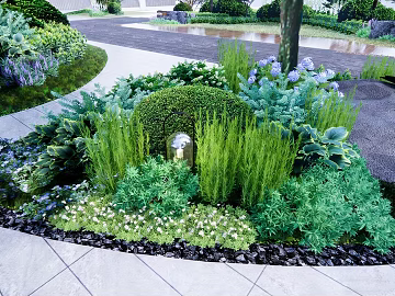 Modern style courtyard green plant landscaping texture (ID:ffaeh003164)