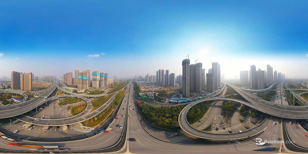HDR city road traffic panorama texture