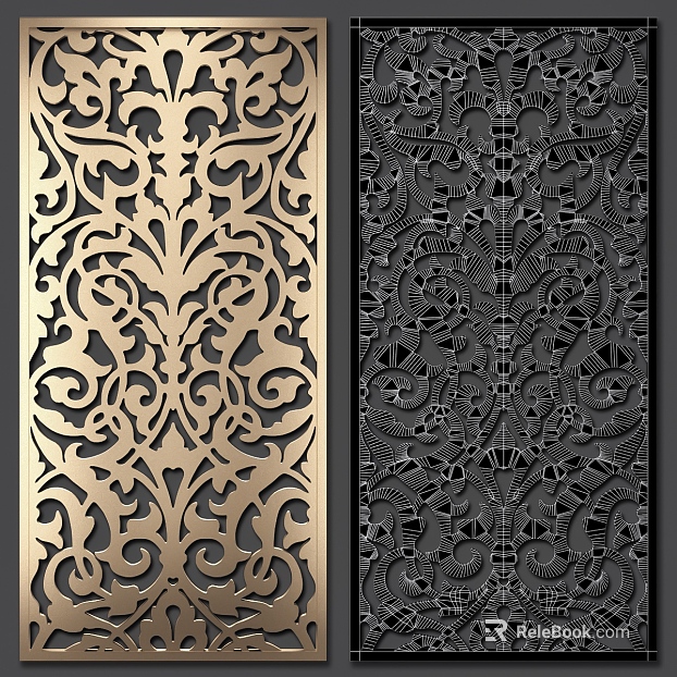 Light Luxury Golden Metal Carved Partition texture
