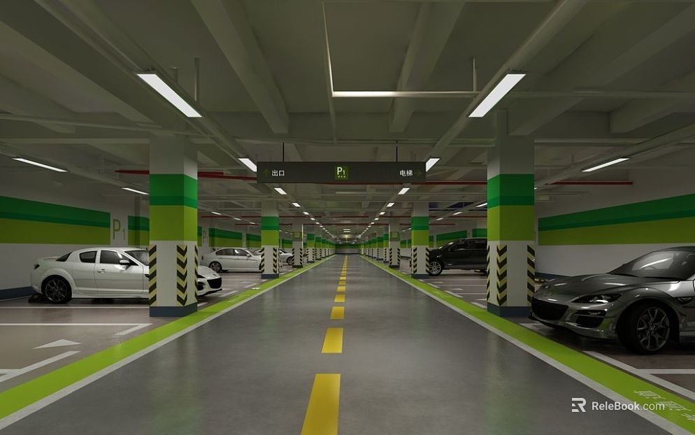 Modern gray floor paint underground parking lot texture