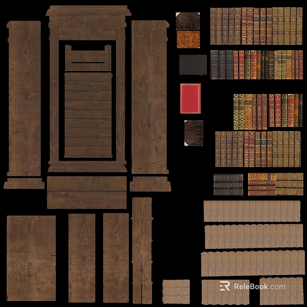 Retro dark brown old wood bookcase door board study texture