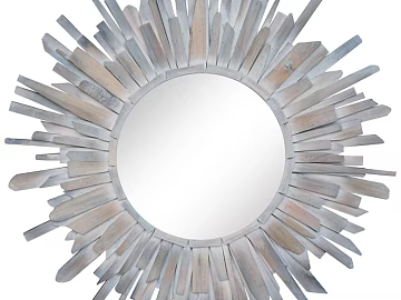 Light gray wood radial decorative mirror 3d model