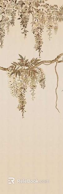 Light beige Chinese plant wallpaper background wall texture