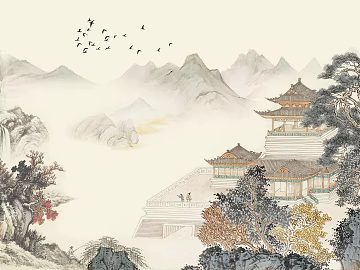 Guofeng architectural mural texture (ID:ffach379506)