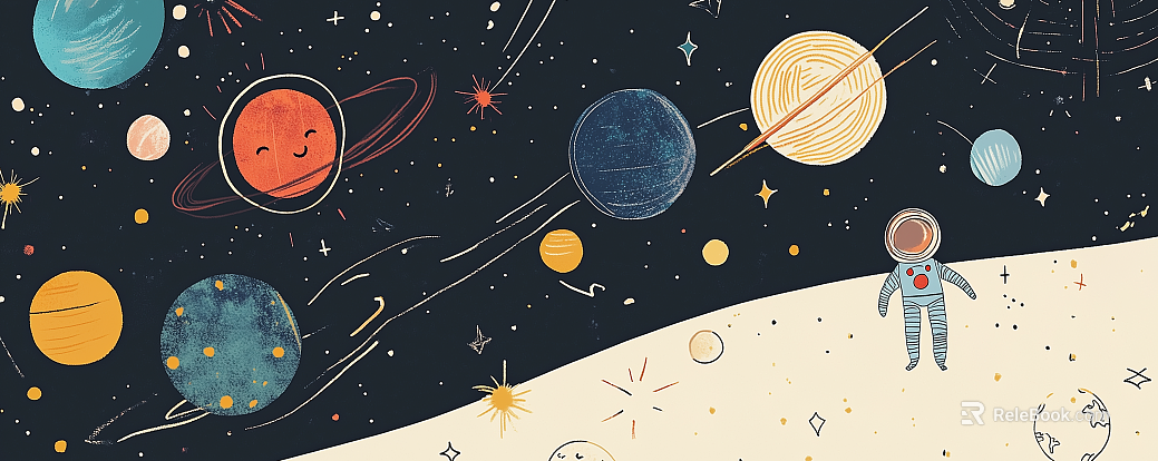 Modern child astronaut starry sky moon mural bedside background texture
