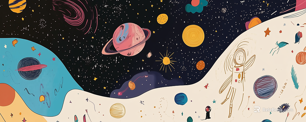 Modern children's cartoon balloon mural bedside background texture