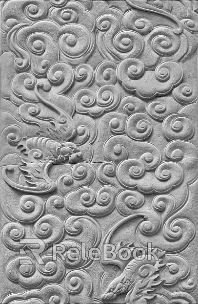 relief cloud carved black and white texture