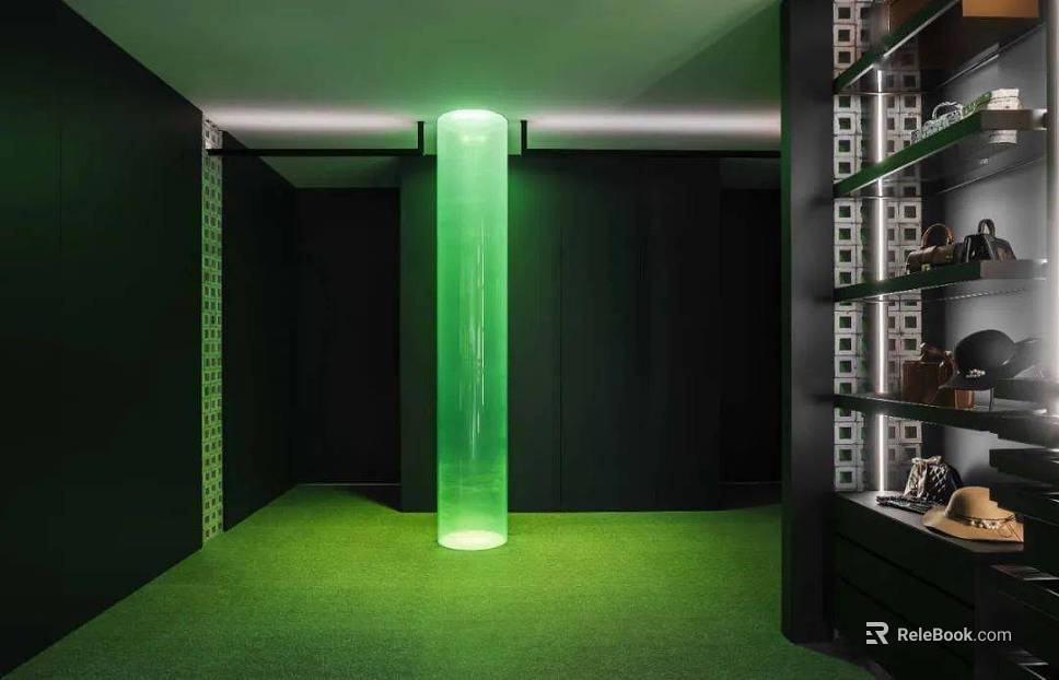 Modern dark green light luxury commercial shop space texture