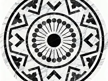 Modern European Style Black and White Stone Parquet Flower Geometric Pattern Waterknife Stone Parquet Floor Tile Black and White Parquet Marble Black and White Stone Round Parquet Hallway Round Parquet texture (ID:ffaeh108827)