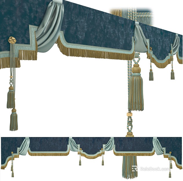 Light Luxury Style Dark Green Fleece Curtain Head texture