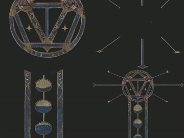 Dark Blue Gold Magic Rune Decorative Map texture (ID:ffaeh582996)