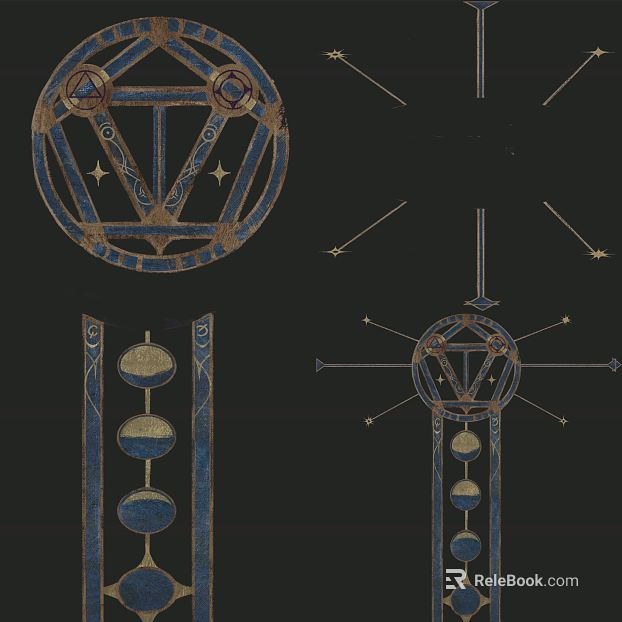 Dark Blue Gold Magic Rune Decorative Map texture