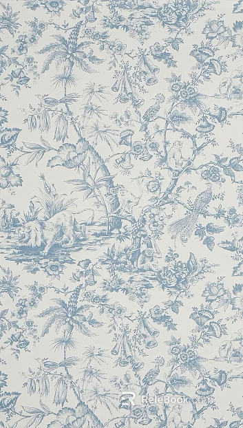 Flower and bird wallpaper light blue wall covering texture