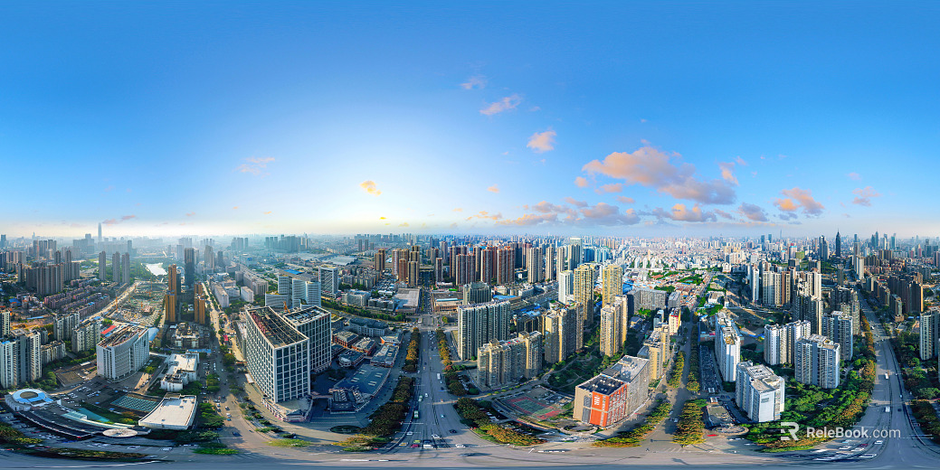 HDR city building bird's eye view panorama texture