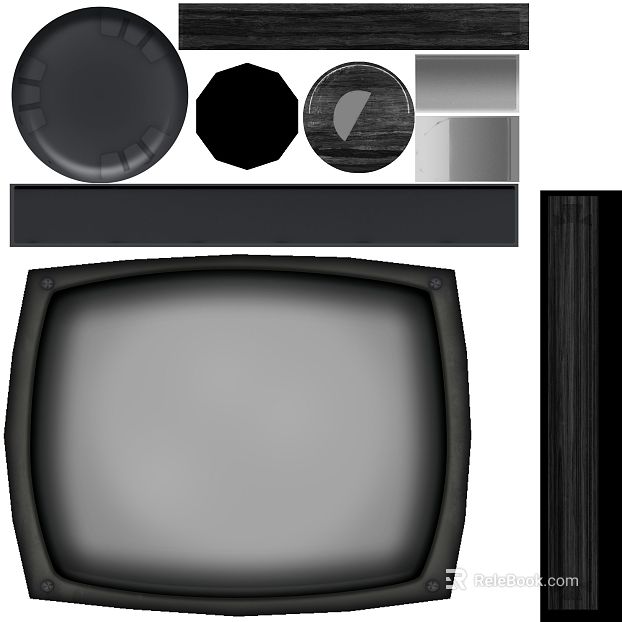 Dark Grey Wood Retro TV Shell Map texture