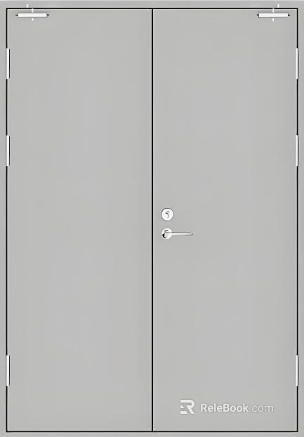Gray metal double-door interior door texture