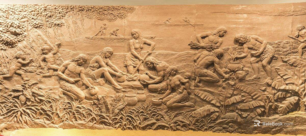 Relief red revolutionary landscape wall texture