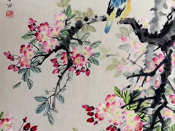 Chinese flower and bird painting texture (ID:ffach895656)