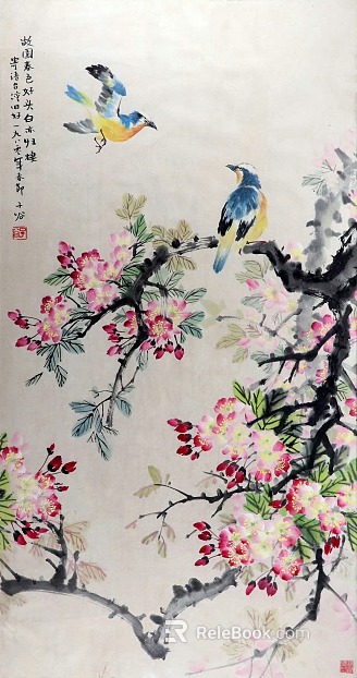 Chinese flower and bird painting texture