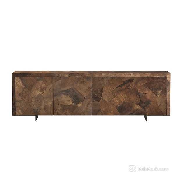 Dark Brown Wooden Slab Sideboard for Living Room texture